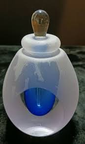 Vintage Cobalt Blue Frosted Hand Blown Perfume, Art Glass Deco Appicator | eBay