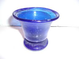 Antique Hand Blown Small blue Vase Art Glass LATE 1800's ...