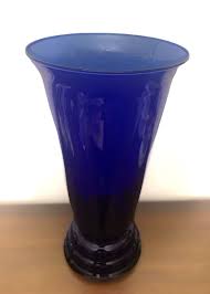 New Handblown Glass 12” Cobalt Blue Vase With Beehive Base ...