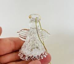 Vtg. Hand Spun Blown Art Glass Angel Holding Heart Figurine Ornament With Light | eBay