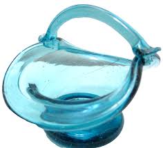 Vintage Hand Crafted Mini Glass Basket Turquoise Blue ...