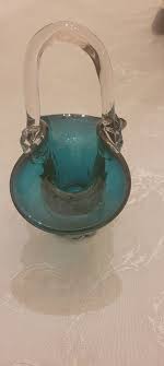 Teal Green Art Glass Basket - Etsy