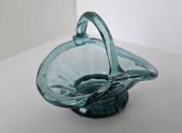 Light Blue/aqua Glass Mini Basket 3.5” - Super Cute - Etsy