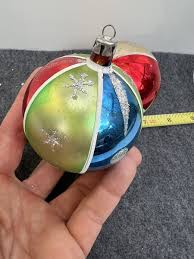 Vintage Blue Green Red Orange Glass Ball Ornaments Christmas ...