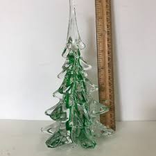8" Glass Christmas Tree Green and Clear Heavy 6 Sided ...