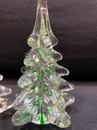 Vintage Silvestri Clear Green Art Glass Christmas Tree - Set ...