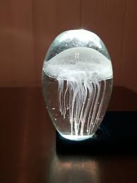 Jellyfish Hand Blown Art Glass Clear White Paperweight 4.5 ...