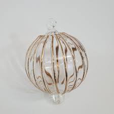 Vintage Blown Glass Finial Point Globe w/Gold Ribbing Christmas Ornament 4" | eBay