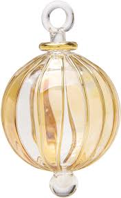 Amber Egyptian Hand Blown Glass Ball Ornament with Striped Design on Sale Now! | Chinese Lanterns | PaperLanternStore.com Cheap Lanterns at Bulk Wholesale Best Prices - Luna Bazaar | Boho & Vintage Style Decor