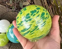 Turquoise Green White, Set of 5 Decorative Floats, Hand Blown Glass Centerpiece Balls, Coastal Garden Pond Art Spheres, Avalon Glassworks - Etsy