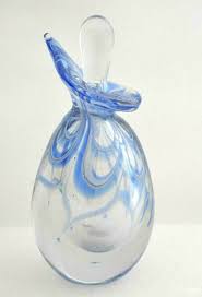 Vintage Irice Hand Blown Clear / Blue Perfume Bottle JIP ...