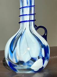 Vintage Art Glass Vase: Handblown Spatter Design, Blue ...