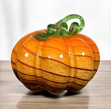 Hand Blown Orange Art Glass Pumpkin: Fall Decor Centerpiece - Etsy