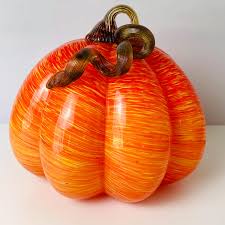 Tall Orange Blown Glass Pumpkins - Etsy