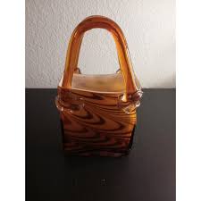 1980s Safari Print Art Glass Handbag Sculpture | Chairish