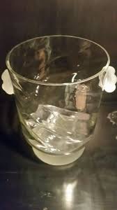 Vintage Hand Blown Optic Clear & Frosted Glass Ice Bucket ...
