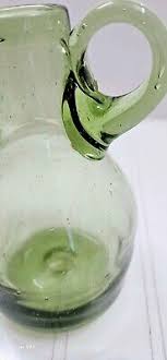Green Hand Blown Glass Jug w/ Applied Handle | eBay