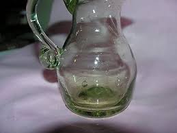 Vintage Small Fancy HAND BLOWN Green Art Glass PITCHER With Bubbles Clover Leaf | eBay Australia