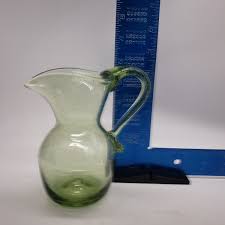 Hand Blown Green Glass Creamer 6" H | eBay