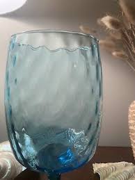 Vintage Empoli Blue Italian Tall Art Glass 10" Optic Stemmed Goblet Vase TWIST | eBay