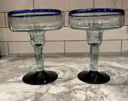 Mexican Green Glass, Recycled Glass, Cobalt Blue Rim ...