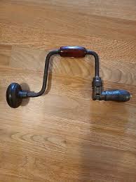 Vintage 14" Hand Crank Wood Handle Drill | eBay
