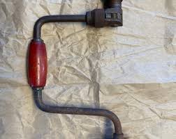 Antique Handheld Drill 12” With Wooden Handle and Top Knob, Dark Red Color, Carpenters Tool, Farmers Tool, Handyman's Tool, Vintage Piece - Etsy
