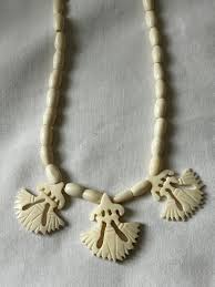 Egyptian Hand Carved Camel Bone Necklace Leaf Design and ...