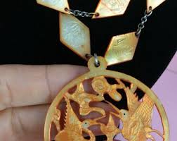 1920s/30s Hand Carved Mother of Pearl Medallion Necklace ...