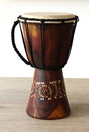 Vintage Hand Carved Wooden Bongo/Percussion Drum Black Rope ...