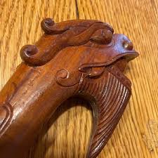 Vintage Carved Wood Dragon Walking Stick Cane Top - Etsy