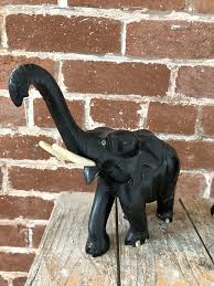 Vintage Set of Two Wooden Indian Elephants With Tusks - Etsy