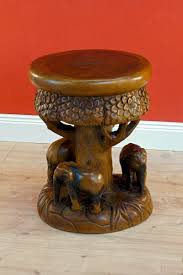 Wooden Side Table Elephant 43Cm Nightstand Solid Wood Stool ...