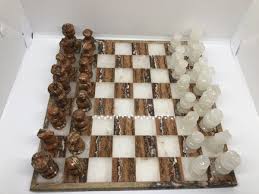 Marble/onix Chess Set Hand-Carved Figures White & Red Game ...