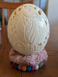 BEAUTIFUL Hand-Carved Ostrich Egg Relief African Safari ...
