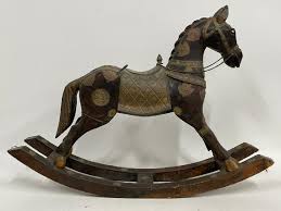 Sold at Auction: LARGE HANDCRAFTED DECORATIVE ROCKING HORSE 31"