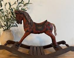 Vintage Metal and Wood Horse Figure/ Rocking Horse Decor Piece - Etsy