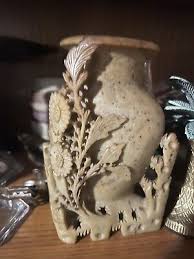 Vintage Beautiful Asian Hand Carved Soapstone Vase w/Flowers ...