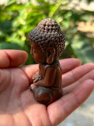 Natural Wood Buddha Statue, Vintage Hand Carved Wood Monk ...