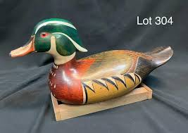 Vintage 7.5" Carved and Painted Wood Duck - Etsy