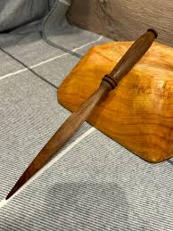 Vintage Hand Carved Brown Wood Long and Lightweight Letter ...