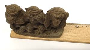 Hand Carved Wood Vintage Hear See Speak No Evil Monkeys | eBay