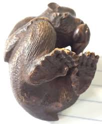 Japanese Meiji Period Boxwood Monkey Eating Persimmon ...