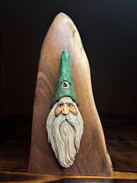 Wood Carved Gnome Wizard Refrigerator Magnet- One of a Kind ...
