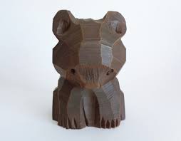 Antique Wood Carved Bear Okimono Ornament, Vtg. Japanese Folk Art Hand Carved Wooden Sitting Bear #7800 - Etsy