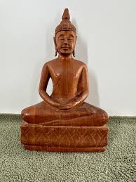 Hand Carved Meditating Buddha Statue - Wood Sculpture ...