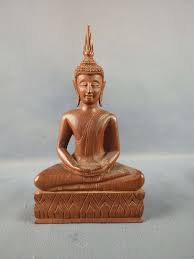 Carved Wood Buddha Statue And Floral Canister Set - Mayo ...