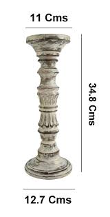 White Wooden Pillar Candle Stick Vintage Charm Home Decor ...