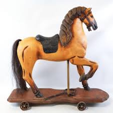Sold at Auction: Vintage Child's Carved Wooden Horse Ride On Toy