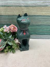 Vintage Hand Carved Wooden Cat Figurine: African Style ...